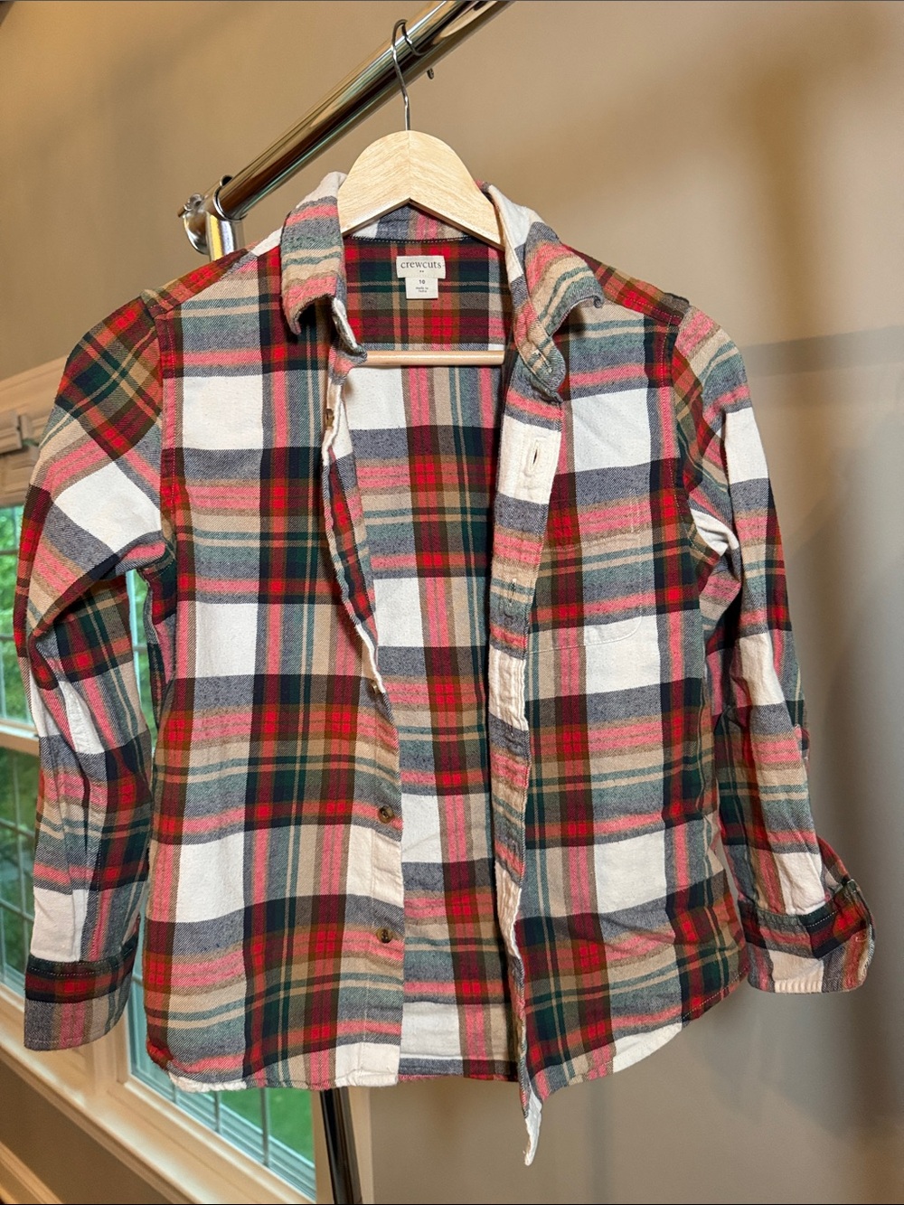 Crewcuts Red, Green & White Plaid flannel Button-Down Shirt